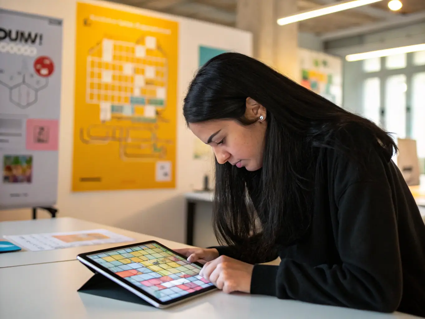 A vibrant image of a player immersed in a 中欧电竞 puzzle game, showcasing the platform's user-friendly interface and engaging gameplay.